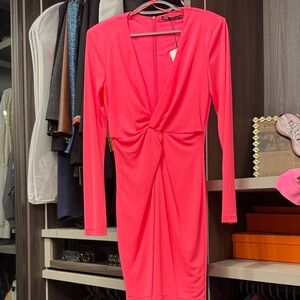 Zara Hot Pink Long Sleeve Dress
